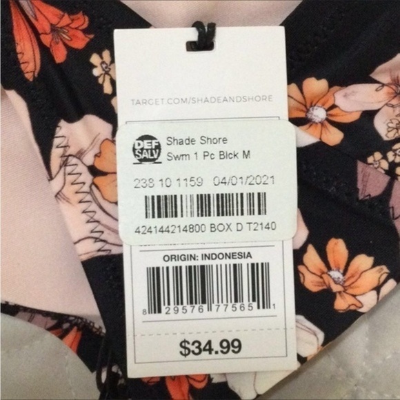 Shade & Shore Floral Halter One Piece Low Back High Cut Swimsuit Med - Picture 12 of 15